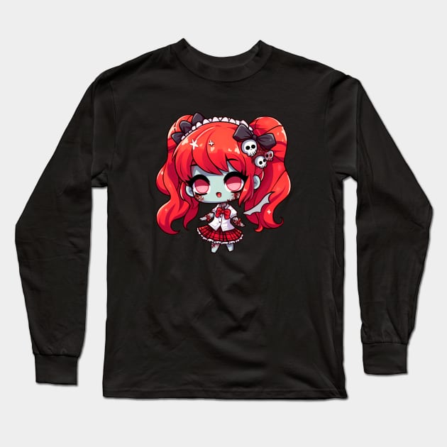 Terror Chic: Redhead Chibi Zombie Long Sleeve T-Shirt by 3coo